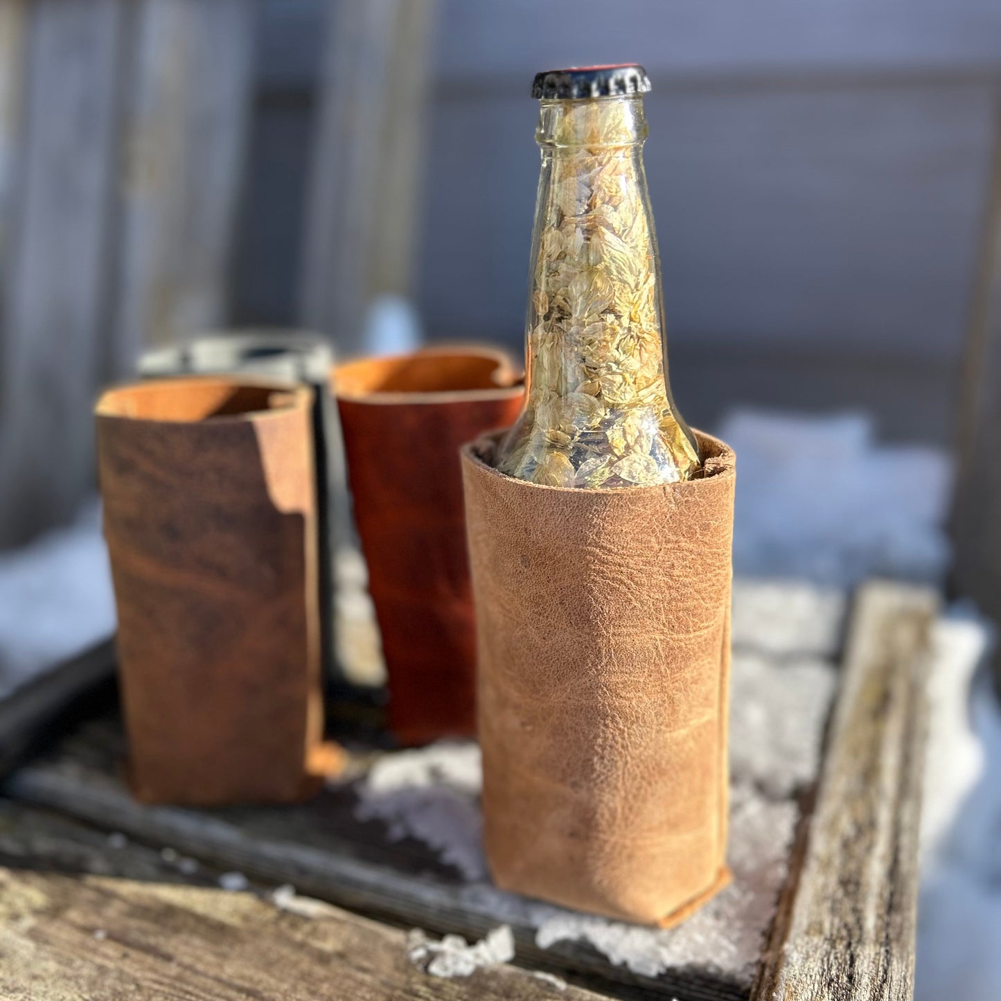 LEATHER SLIM CAN BOTTLE KOOZIE