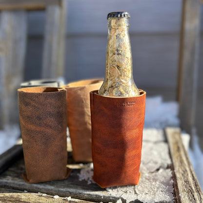 LEATHER BOTTLE SLIM CAN KOOZIE